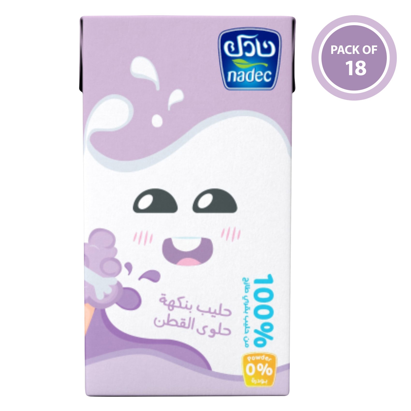 نادك حليب بنكهة غزل البنات طويل الأجل، عبوة 125 مل ×18