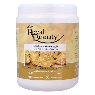 رويال بيوتي كريم حمام زيت للشعر مع الكيراتين، البروتين، الكولاجين، جولد 1 لتر