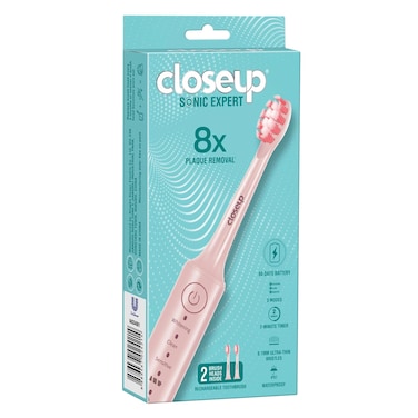 Close Up Sonic Expert Electric Toothbrush Pink, Two Heads Inside