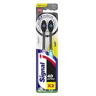 Signal Toothbrush Antibacterial Soft, Two Brushes