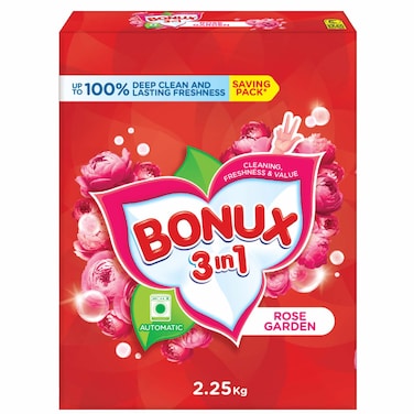 Bonux Detergent Powder 3in1 Rose Garden, For Automatic Washer, 2.25kg