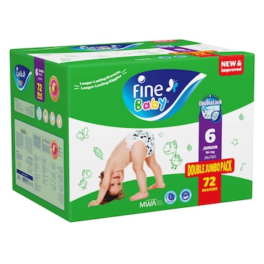Fine Baby Diapers Box Junior, Size 6, (16+ kg) 72 Diapers