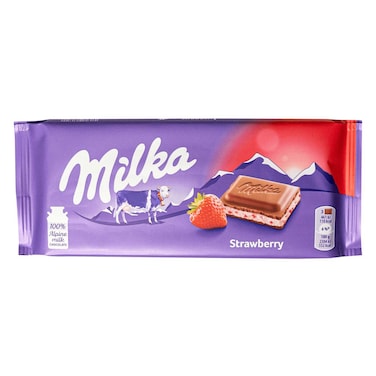 Milka - Milk Chocolate Bar With Strawberry, 100g