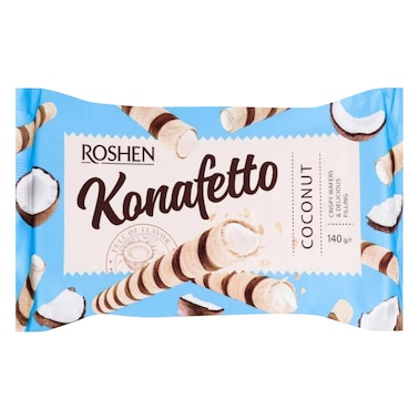 Roshen - Konafetto Wafer Rolls With Coconut Flavored Cream, 140g