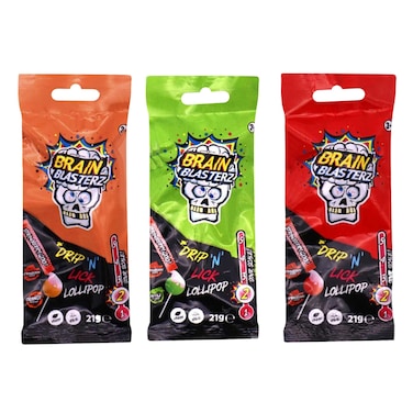 Brain Blasterz Drip &amp; Lick Lollipop 18g Assorted Flavors