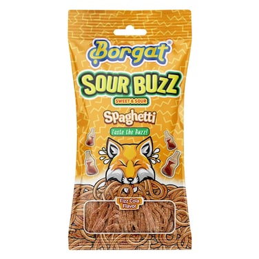 Borgat Sour Buzz - Sweet &amp; Sour Spaghetti, Taste the Buzz! Fizz Cola Flavor, 150g