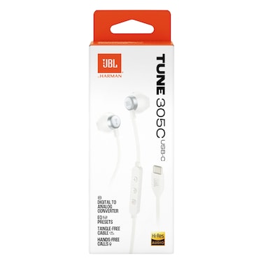 JBL Tune 305C USB-C Wired In-Ear Earphones White