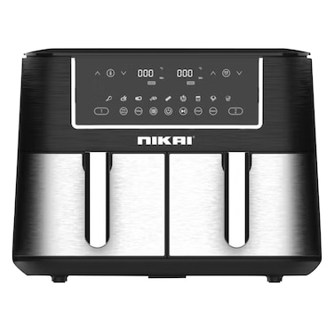 نيكاي قلاية هوائية رقمية بسعة 8.4 لتر، مع مقصورتين قابلتين للإزالة، مع تحكم منفصل للطهي، مؤقت 60 دقيقة، إيقاف تلقائي عند إزالة المقلاة، قوة 2570-3040 واط، 8.4 لتر (4.2*2) (8.4 لتر 3040 واط) (NAF182DX)