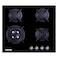 Nikai NGH3001G 4 Burner Metal Knob 8mm Thick Glass Surface Gas Hob 60cm Black