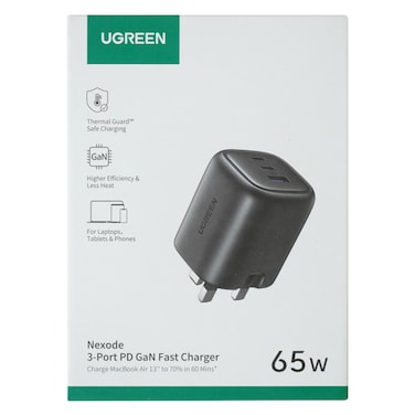Ugreen Nexode 3 Port GaN Fast Charger 65W Grey