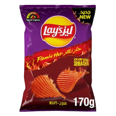 Lay's Flamin' Hot Sriracha Chips 170g, Ridged Potato Crisps
