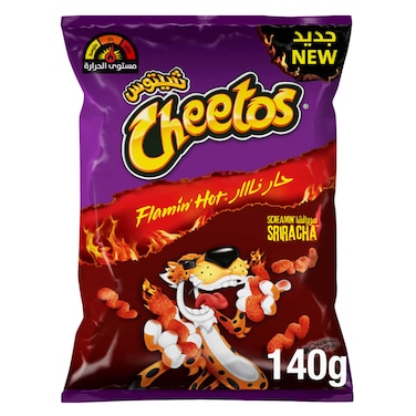 Cheetos Flamin&#39; Hot Sriracha Flavor 140g, Spicy and Crunchy