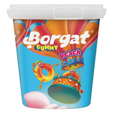 Borgat Jelly Rings Peach Flavored, Tub, 160g