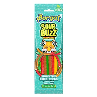 Sourbuzz Assorted Flavored Candy Sticks 180g