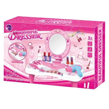 Children's Dressing Table with Hair Dryer, Sound and Light, Battery-Operated