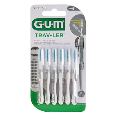 Gum Toothbrush Trav-Ler Interdental Brushes 2.0mm, 6 Pieces
