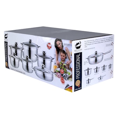 Wilson Stainless Steel Cooking Set With Induction Bottom Silver 12 PCS