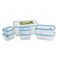 Mondex Clip And Lock Plastic Food Saver Set Clear/Blue 7 PCS