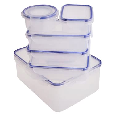Mondex Clip And Lock Plastic Food Saver Set Clear/Blue 7 PCS