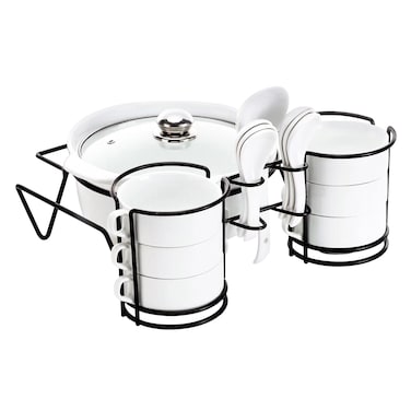 طقم شوربة باللون الأسود 15 قطعة