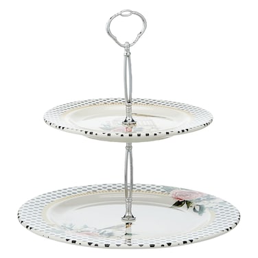 Edessa Rosy 2 Tier Cake Stand (20+27cm), Multicolor