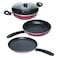 British Chef 4 Piece Nonstick Cookware Jumbo Set 26cm Tawa, 24cm Fry Pan, 24cm Kadai Insulated Handle Powered with Premium Grip