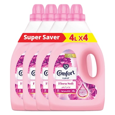كومفورت منعم أقمشة، نواعم الزهور، 4 لتر ×4