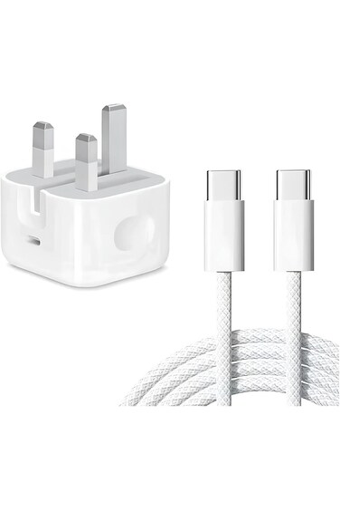 Primo Plus 20W حائط شاحن مع USB-C إلى USB-C قماش كابل PD سريع شحن أبيض
