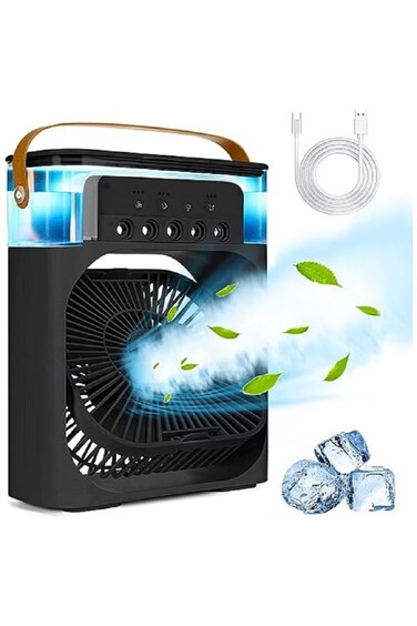 Denx أسود محمول هواء Conditioner, 600مل ماء Mist مروحة, USB Mist مروحة, سطح المكتب تبريد مروحة DX2552