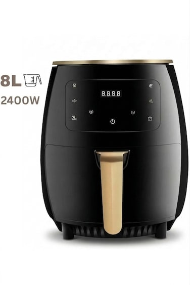 Primo Plus صحي هواء مقلاة, 8L, 2400W, زيت-مجاني, أسود