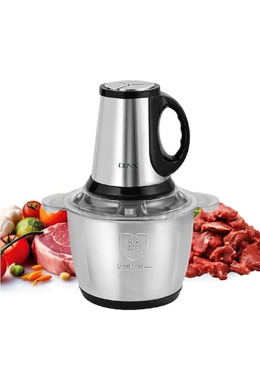 Denx 2L متعدد-وظيفة كهربائي لحم مطحنة, 200W غير قابل للصدأ فولاذ طعام مفرمة, 4 شفرات, 3 سرعة مطبخ لحم Mincer, خضار Cutter, طعام معالج