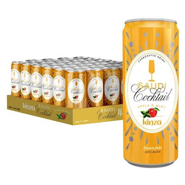 كينزا مشروب غازي بنكهة كوكتيل سعودي تفاح ونعناع 250 مل × 30