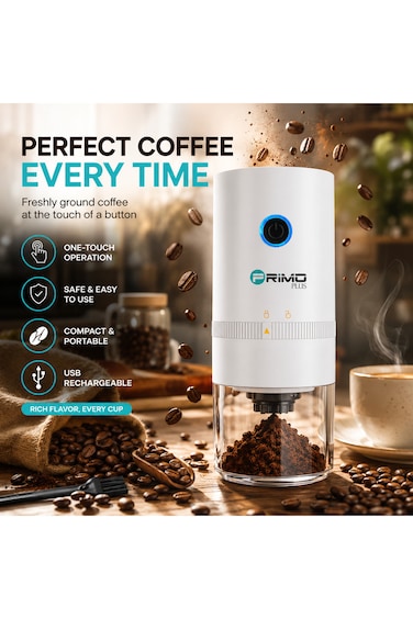 Primo Plus محمول كهربائي قهوة مطحنة, USB شحن أوتوماتيكي Cone Burr مطحنة