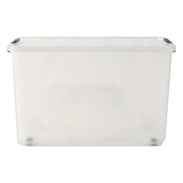 Simplify Rolling Storage Box With Clips Transparent 32L