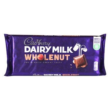 Cadbury Wholenut Dairy Milk Chocolate Bar 180g