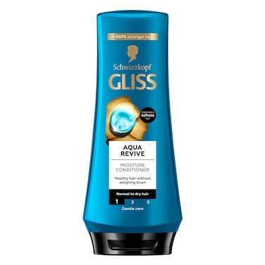 Gliss Aqua Revive Moisture Conditioner 360ml &ndash; For Normal To Dry Hair, Gentle Care, Smoothens &amp; Softens Hair, +100% Stronger Hair, Healthy Look Without Weighing Down

