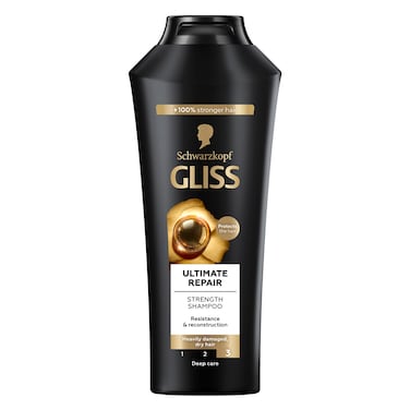 Gliss Ultimate Repair Strength Shampoo 400ml &ndash; For Heavily Damaged, Dry Hair, Deep Care, Resistance &amp; Reconstruction, Protects The Hair, +100% Stronger Hair
