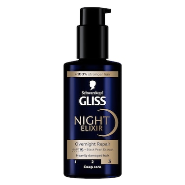 Gliss Hair Serum Night 100ml &ndash; Overnight Repair with HAPTIQ System &amp; Black Pearl Extract for Heavily Damaged Hair