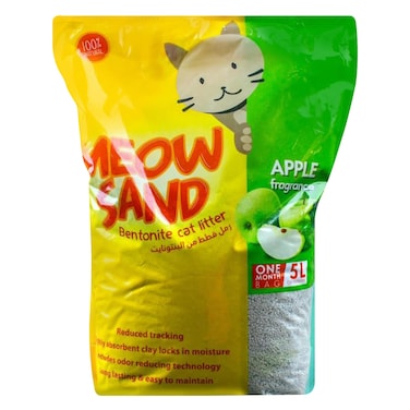 Meow Sand Clumping Cat Litter Apple Scent 5L &ndash; 100% Natural Bentonite Clay, Long-Lasting, Odor Control, Easy to Maintain