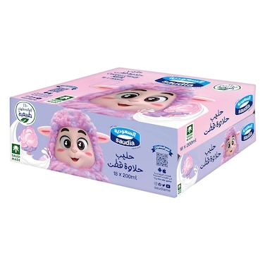 السعودية حليب طويل الأجل بنكهة غزل البنات 200 مل ×18