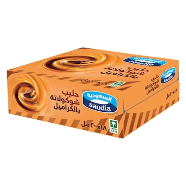 السعودية حليب بالشوكولاتة والكراميل 200 مل × 18