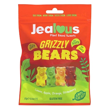 Jealous Sweets Grizzly Bag Bears Plant Based Candy 125g