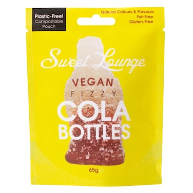 Sweet Lounge Vegan Fizzy Candy Cola Bottles Pouch 65g