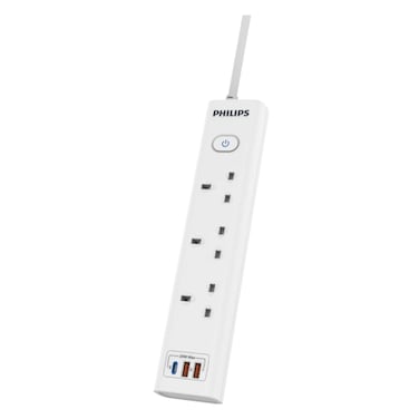 Philips Power Extension 3-Socket UK, 2M, 2 USB [CX1]