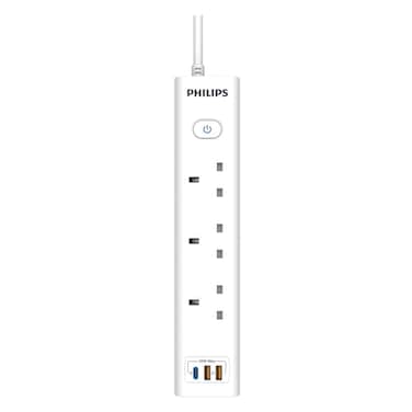 Philips Power Extension 3-Socket UK, 3M, 2 USB [CX1]