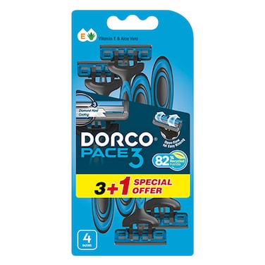 دوركو - شفرة حلاقة بيس 3 بلس محمولة تحتوي على 3 شفرات + 1 مجانًا