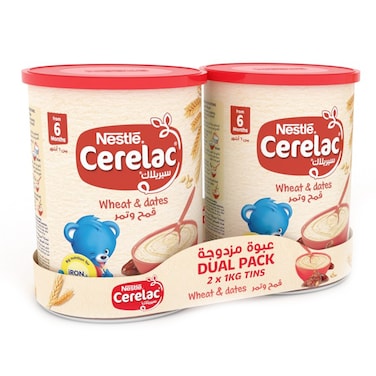 نستله سيريلاك قمح وتمر من عمر 6 أشهر عبوة مزدوجة 2 × 1 كجم