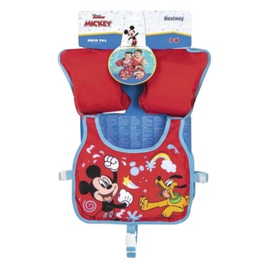 بيست واي سترة سباحة للأطفال ميكي ماوس مع أكمام عائمة مدمجة 56 سنتيمتر