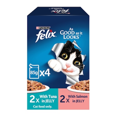 PURINA Felix As Good As It Looks Cat Food In Jelly With Tuna &amp; Salmon 85g x4