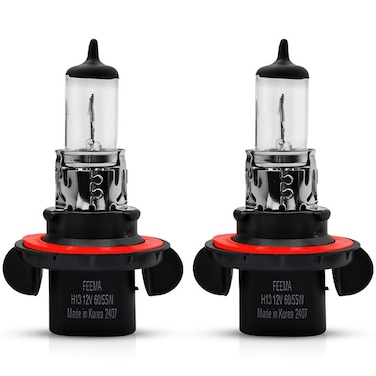 H13 Halogen Headlight Bulb - 12V 60/55W, High-Performance Quartz Glass, Xenon Gas, Long Lifespan ( 2 PCS )